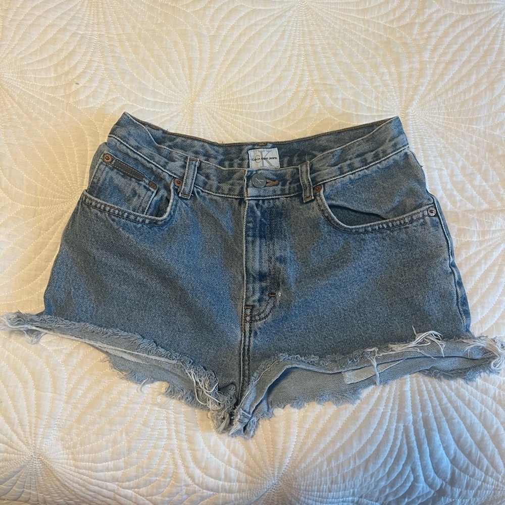 Vintage Calvin Klein Jean Shorts Distressed Raw Hem